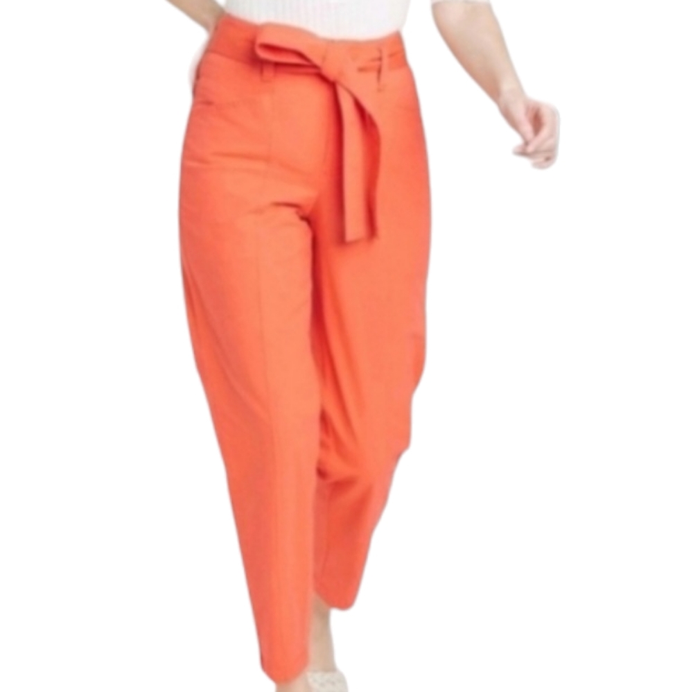 A New Day Women High-Rise Tapered Ankle Tie Front Size 0-Orange
